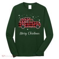 Merry Christmas Old Fashion Pick Up Truck Tree Long Sleeve Shirt thumb 0