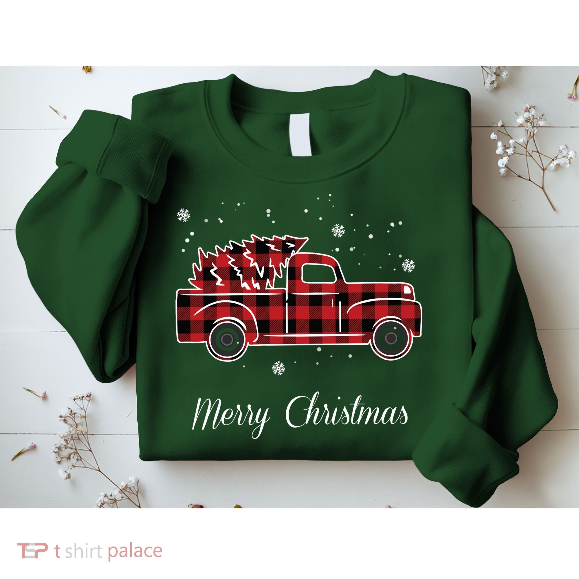 Merry Christmas Old Fashion Pick Up Truck Tree Sweatshirt