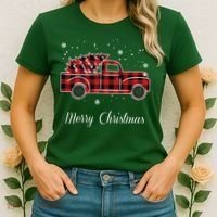 Merry Christmas Old Fashion Pick Up Truck Tree Women's T-Shirt thumb 2