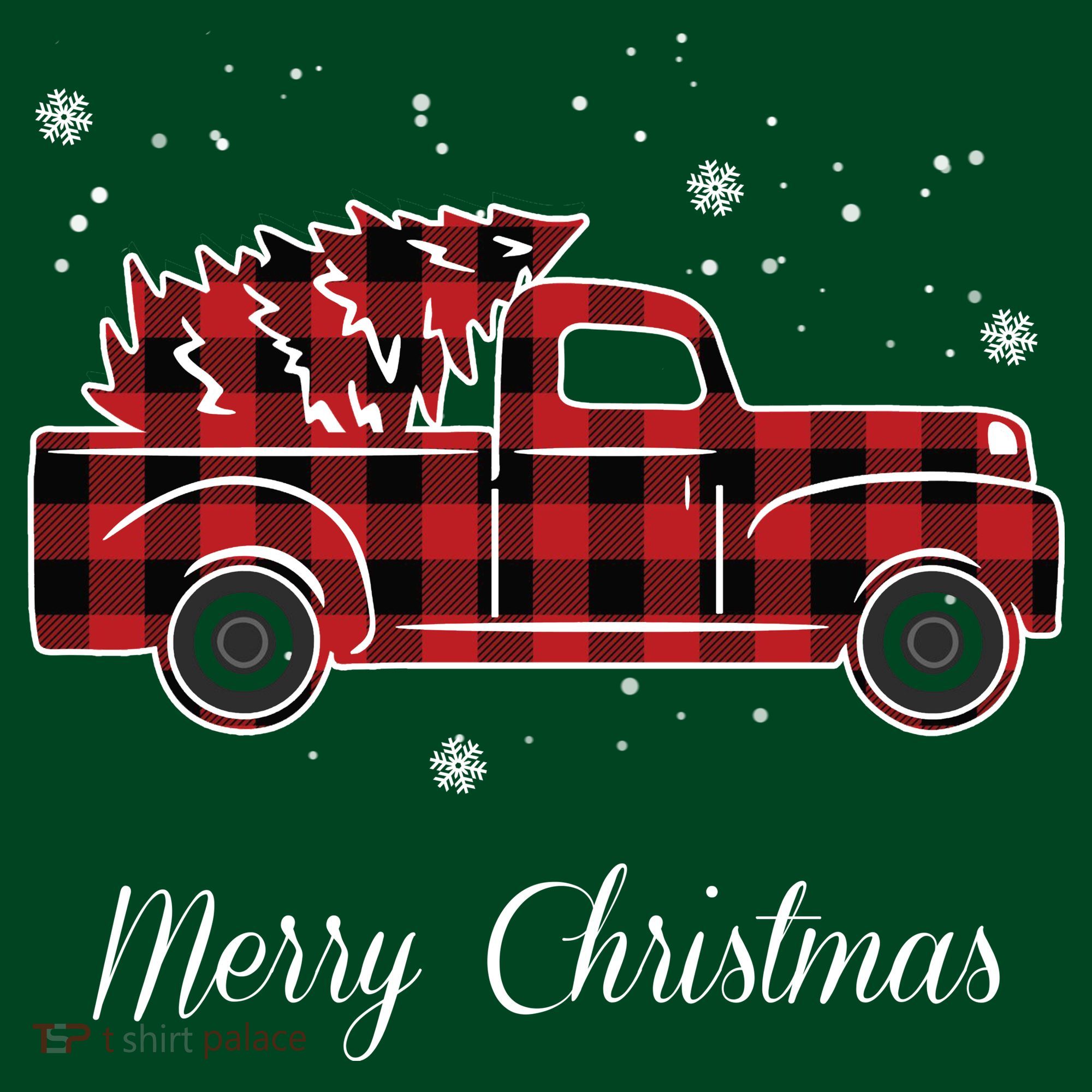 Merry Christmas Old Fashion Pick Up Truck Tree Women's T-Shirt