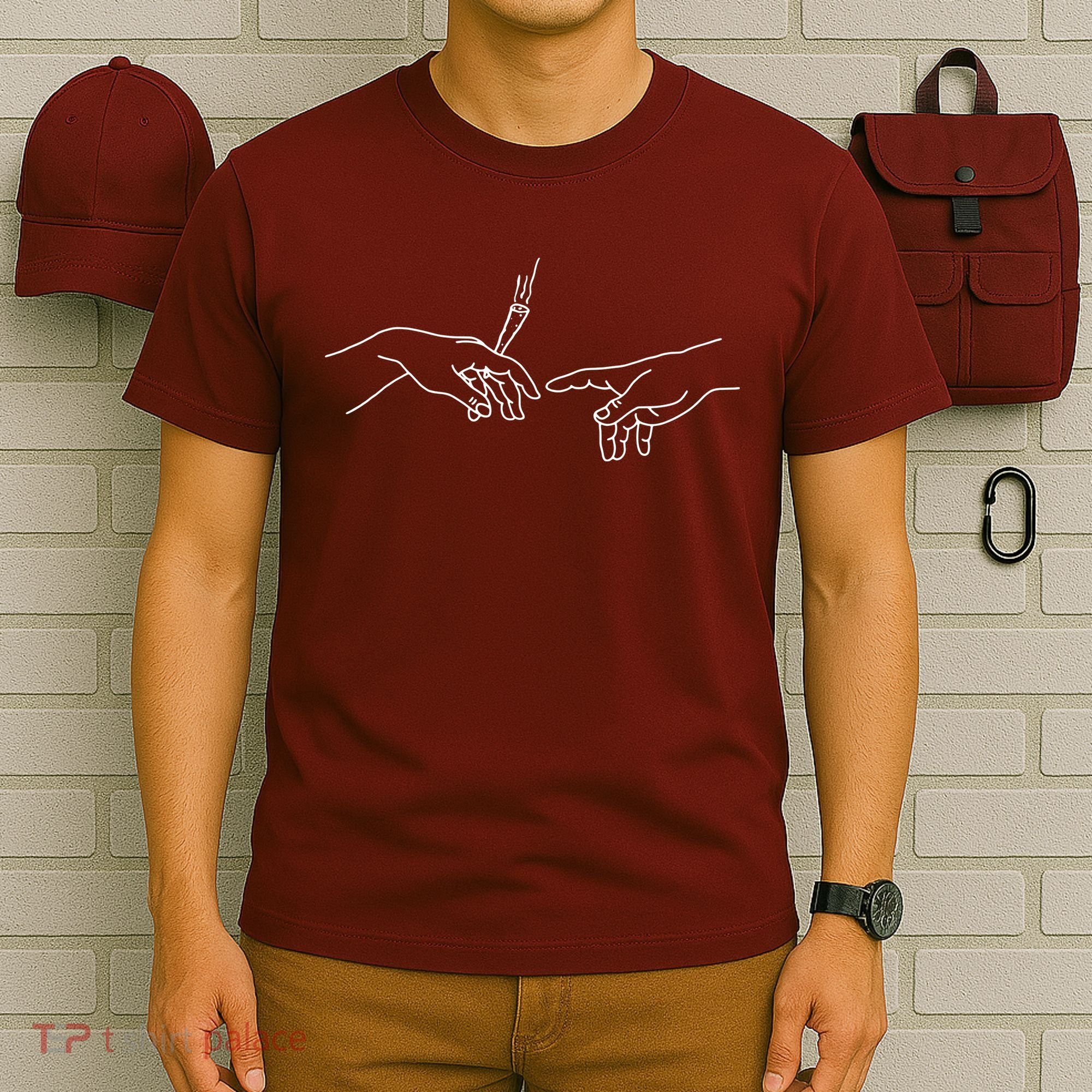 Michelangelo Creation Of Adam Hand Of God With Joint T-Shirt