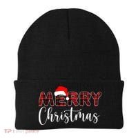 Merry Christmas Plaid Santa Holiday Beanie thumb 0