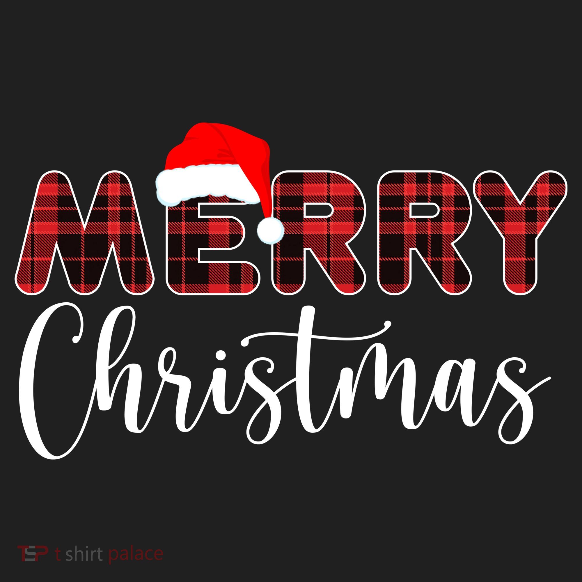 Merry Christmas Plaid Santa Holiday Beanie