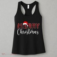 Merry Christmas Plaid Santa Holiday Women's Tank Top thumb 3
