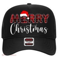 Merry Christmas Plaid Santa Holiday Hat thumb 0