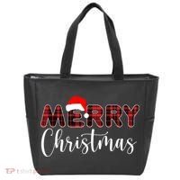 Merry Christmas Plaid Santa Holiday Tote Bag thumb 0