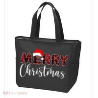 Merry Christmas Plaid Santa Holiday Tote Bag thumb 3