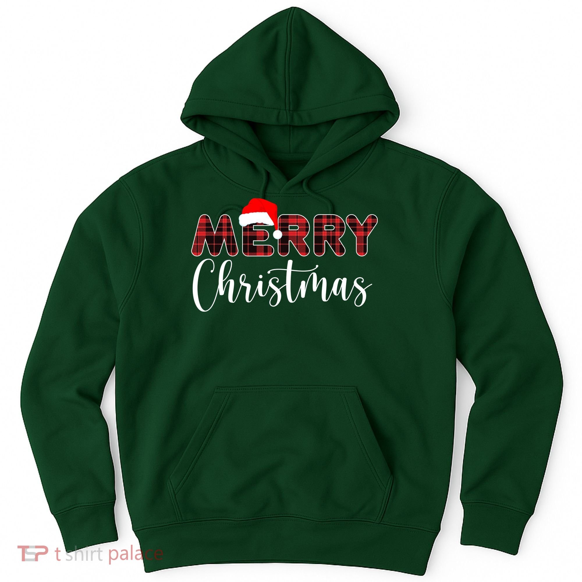 Merry Christmas Plaid Santa Holiday Hoodie