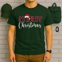 Merry Christmas Plaid Santa Holiday T-Shirt thumb 6