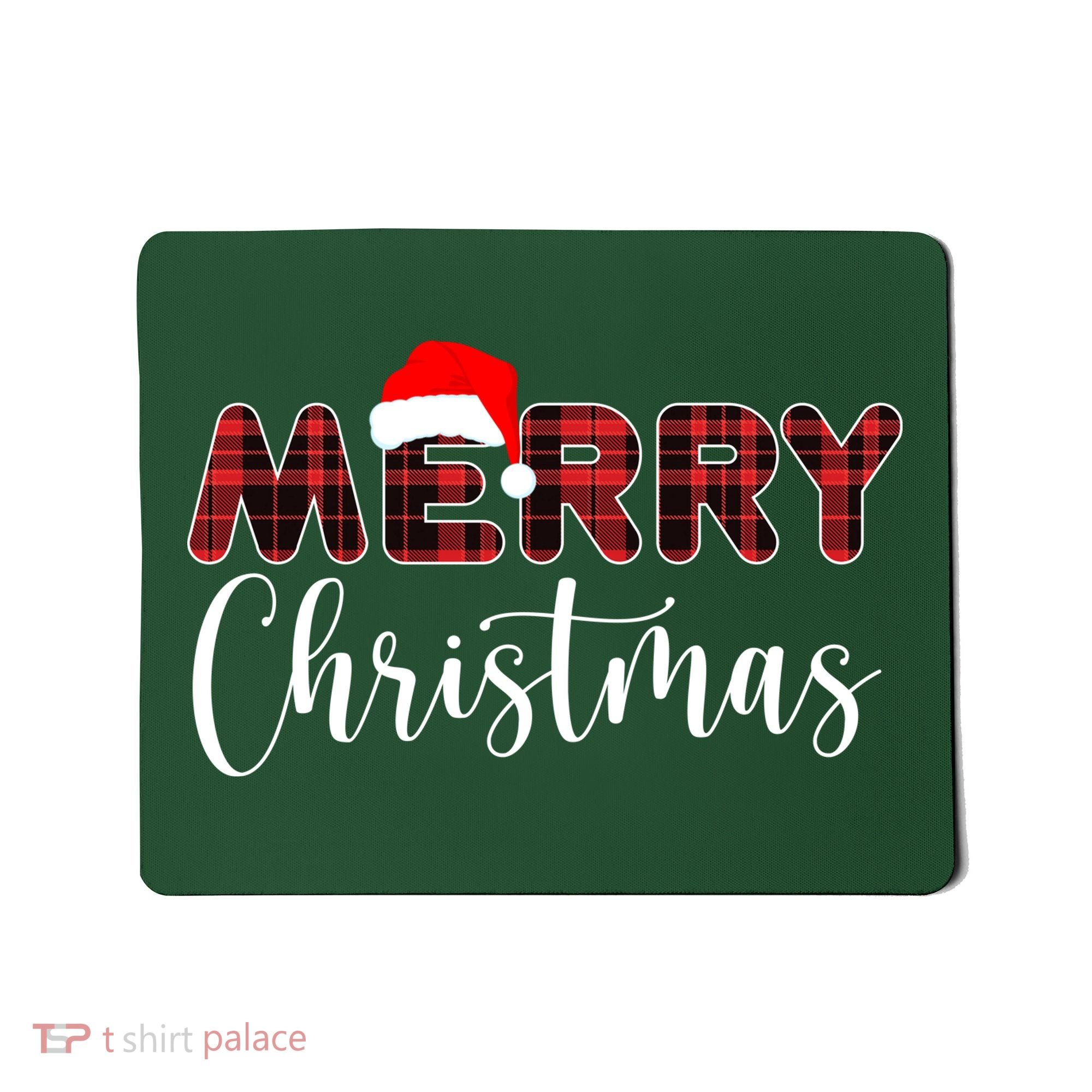 Merry Christmas Plaid Santa Holiday Mousepad