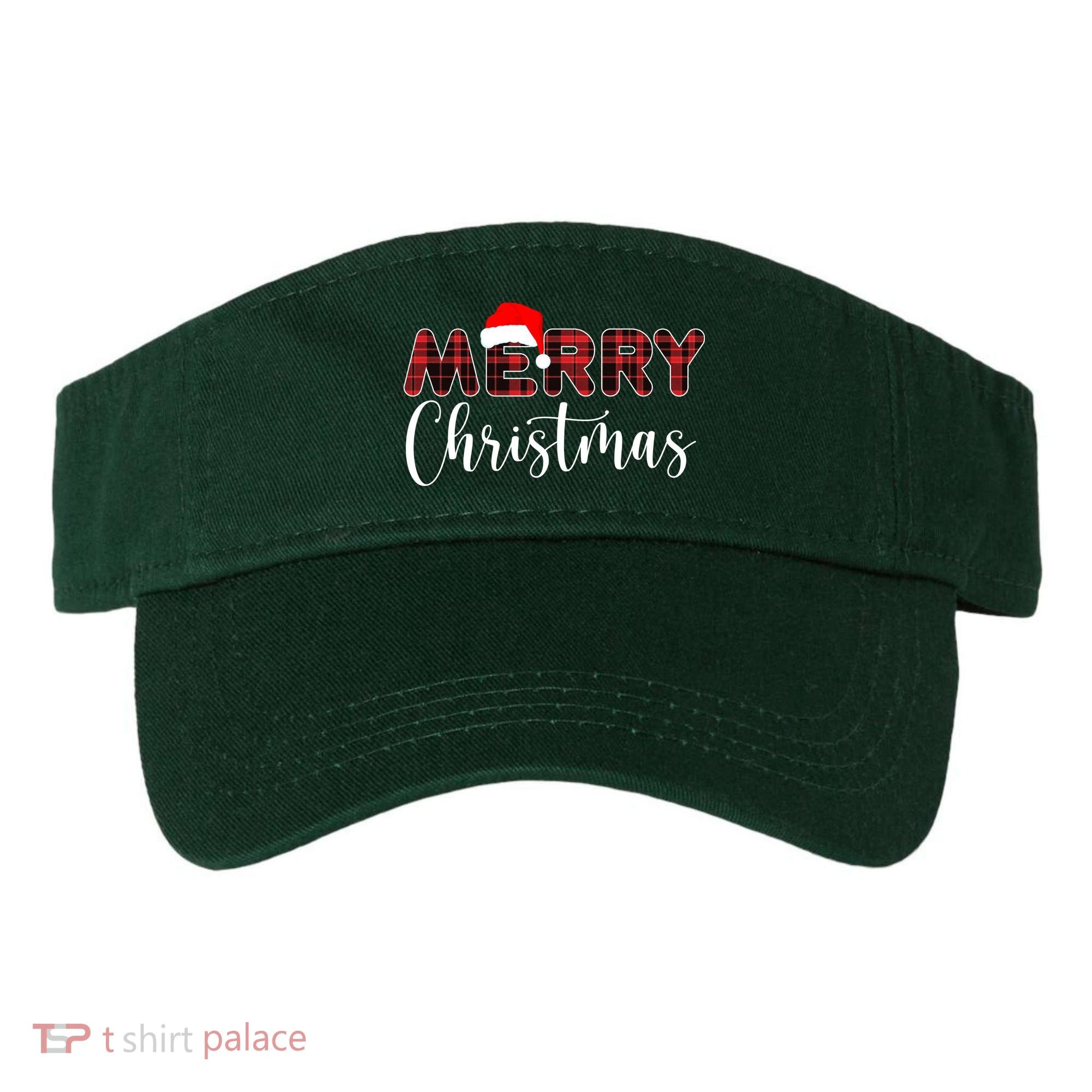 Merry Christmas Plaid Santa Holiday Visor