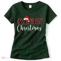 Merry Christmas Plaid Santa Holiday Women's T-Shirt thumb 0