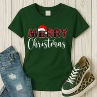 Merry Christmas Plaid Santa Holiday Women's T-Shirt thumb 3