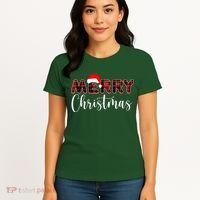 Merry Christmas Plaid Santa Holiday Women's T-Shirt thumb 4