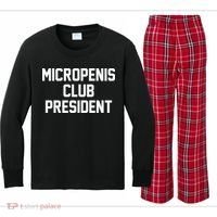 Micropenis Club President Funny Saying Sarcastic Guys Kids Long Sleeve Plaid Pajama Set thumb 0