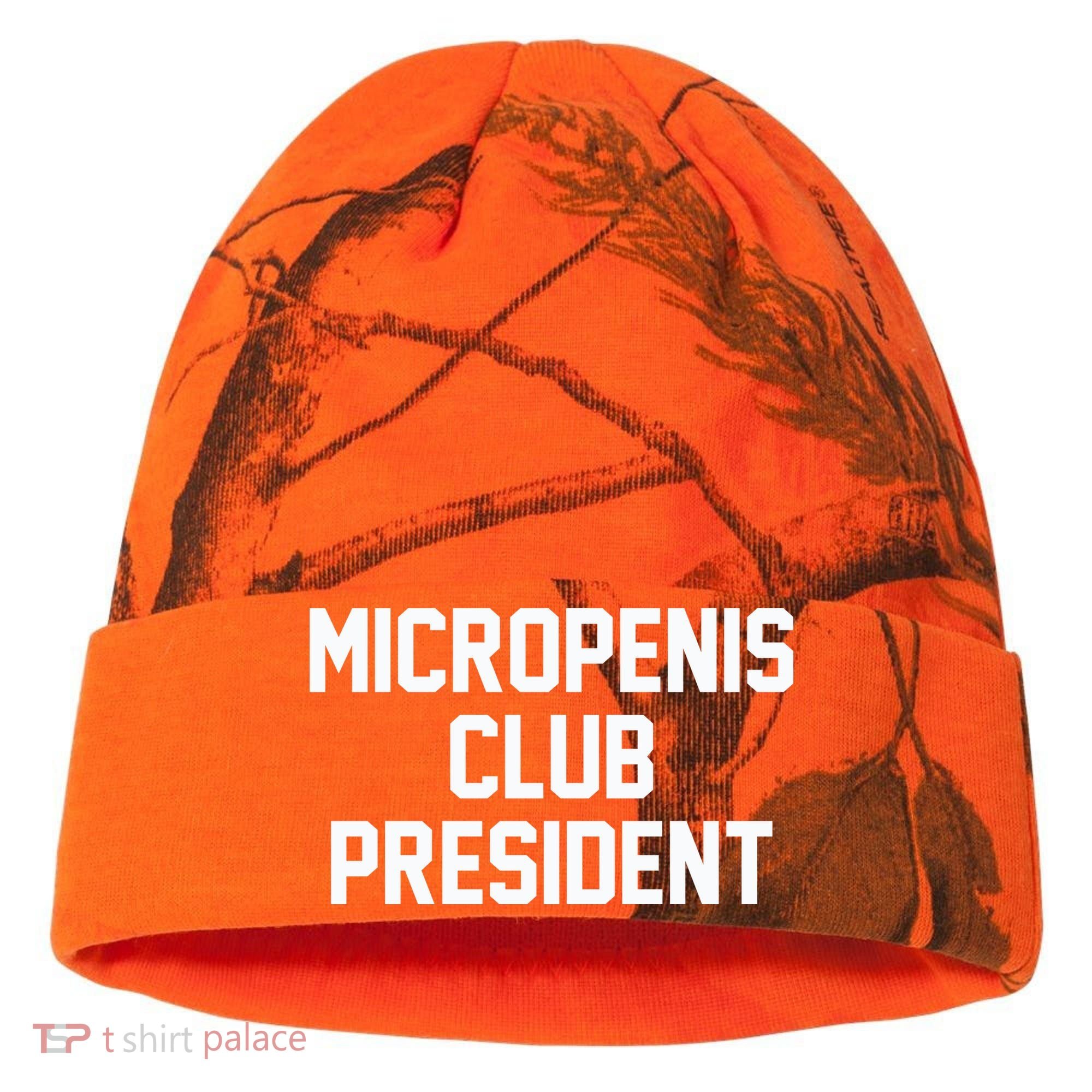 Micropenis Club President Funny Saying Sarcastic Guys Kati Licensed 12" Camo Cuffed Beanie