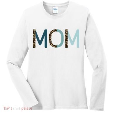 Mom Cheetah Print Cute Mother's Day Gift Women's Long Sleeve Shirt