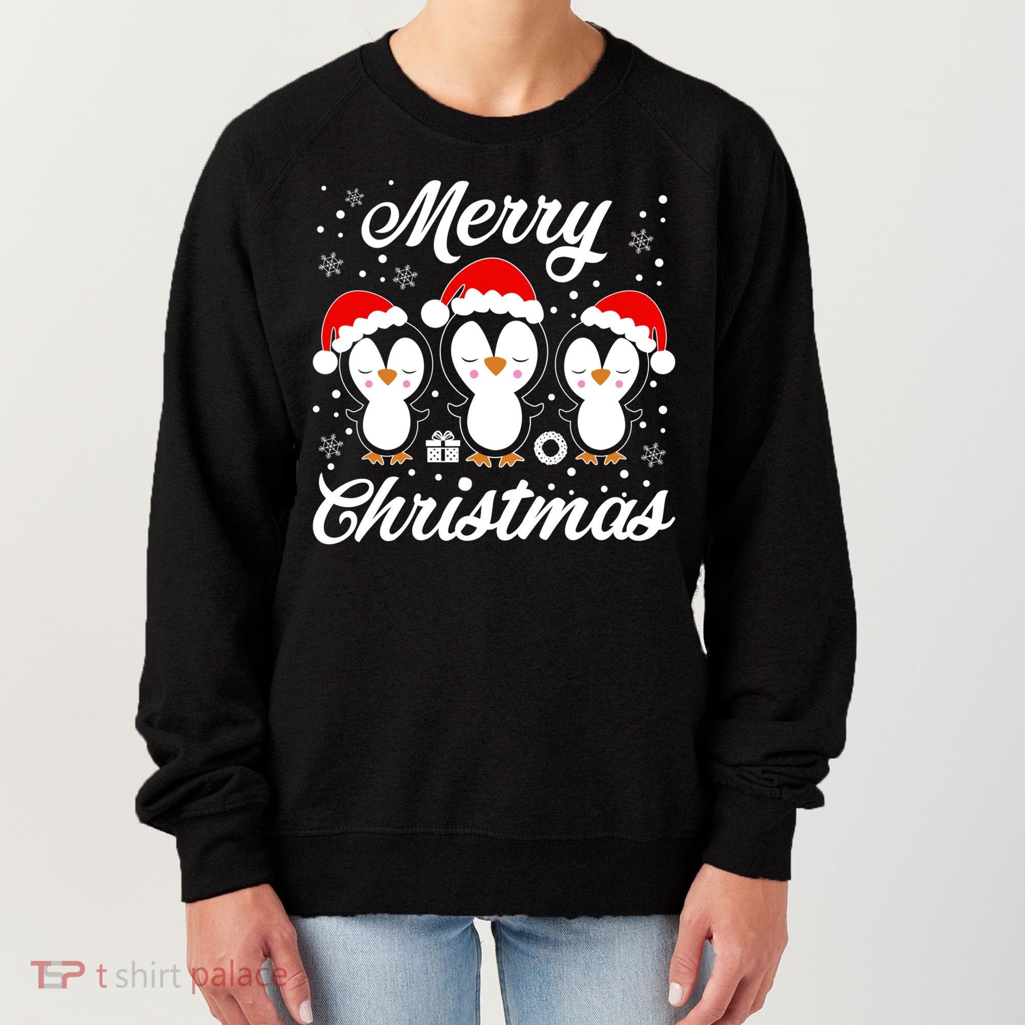 Merry Christmas Penguins Lover Winter Snowflake Xmas Cute Gift Women's Sweatshirt