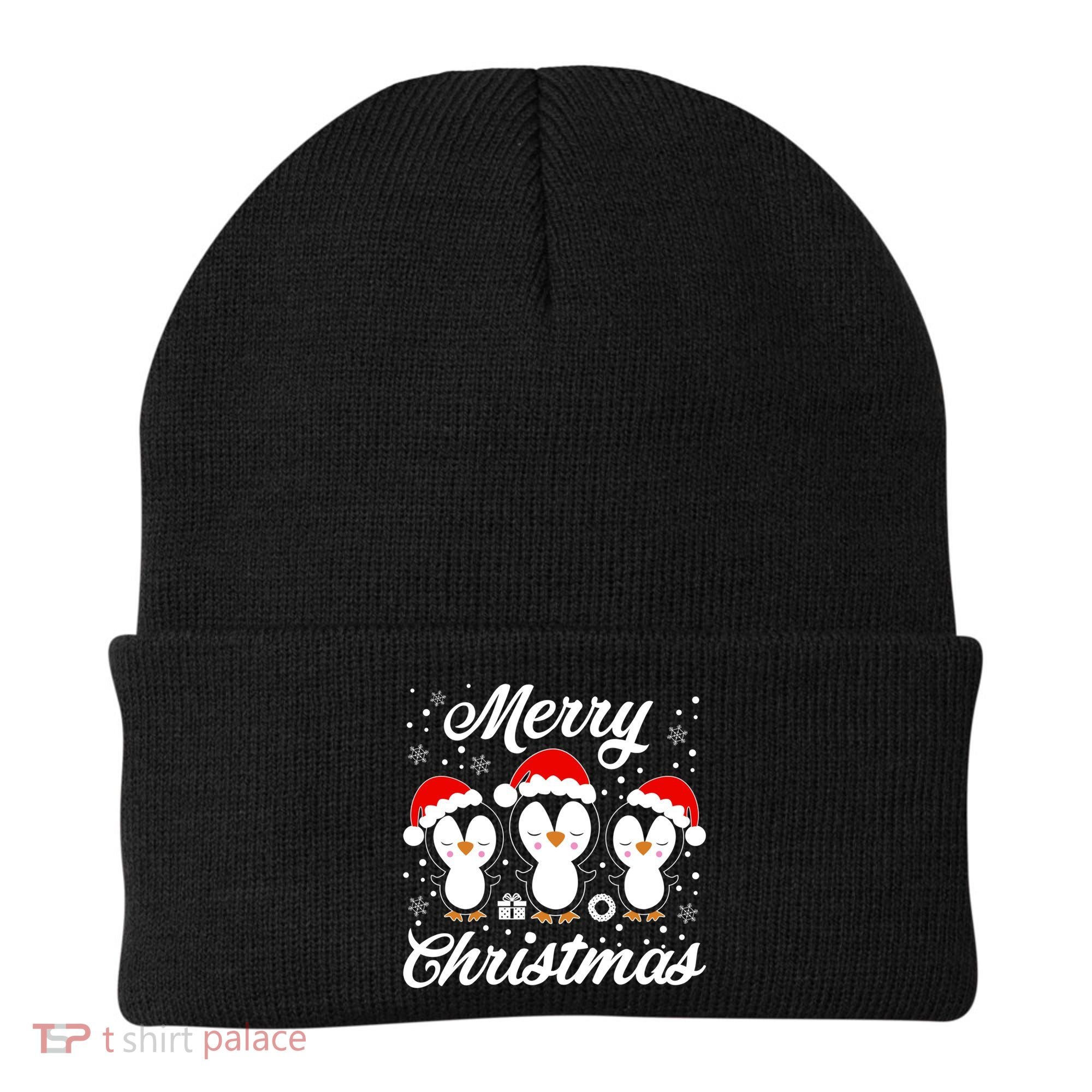 Merry Christmas Penguins Lover Winter Snowflake Xmas Cute Gift Beanie