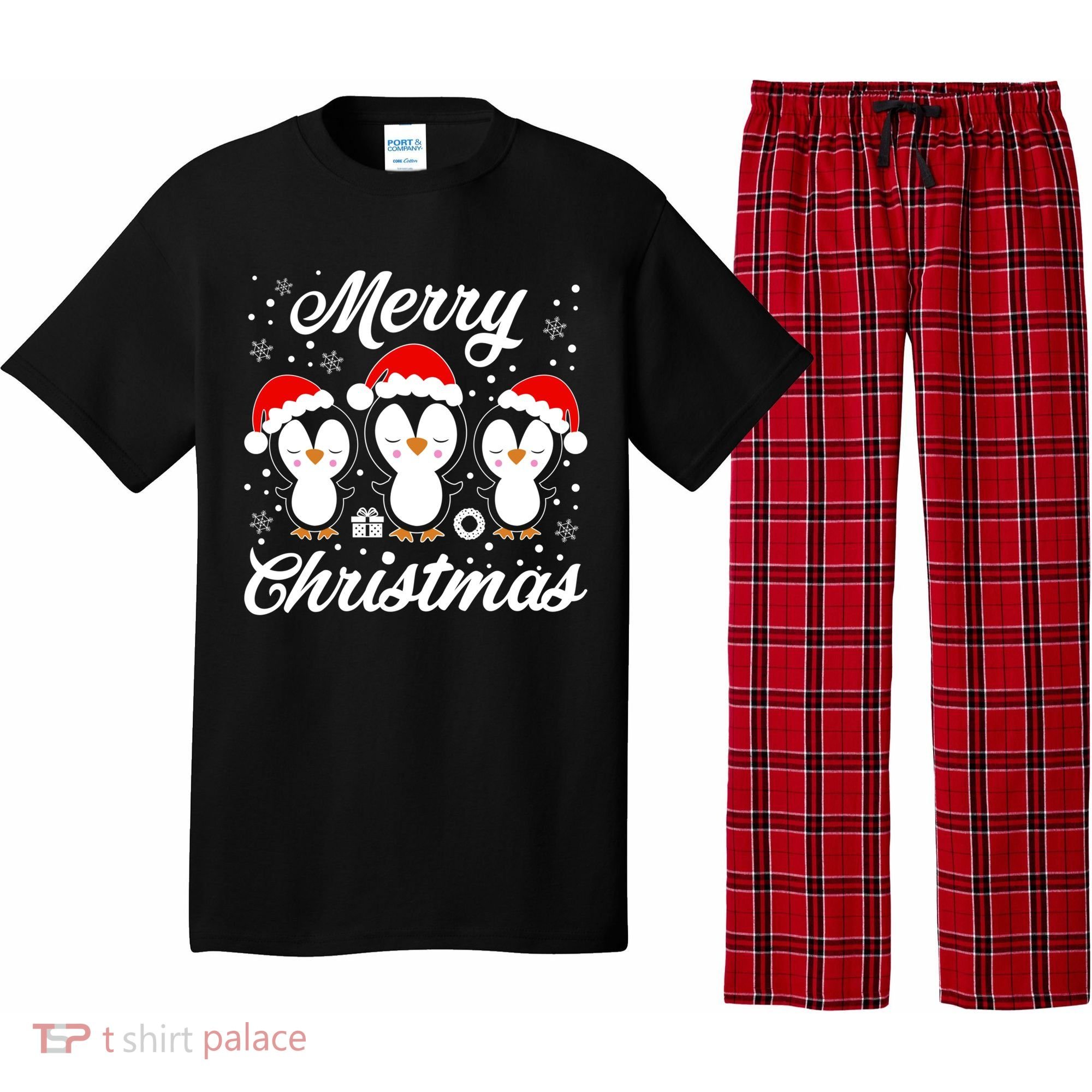 Merry Christmas Penguins Lover Winter Snowflake Xmas Cute Gift Pajama Set