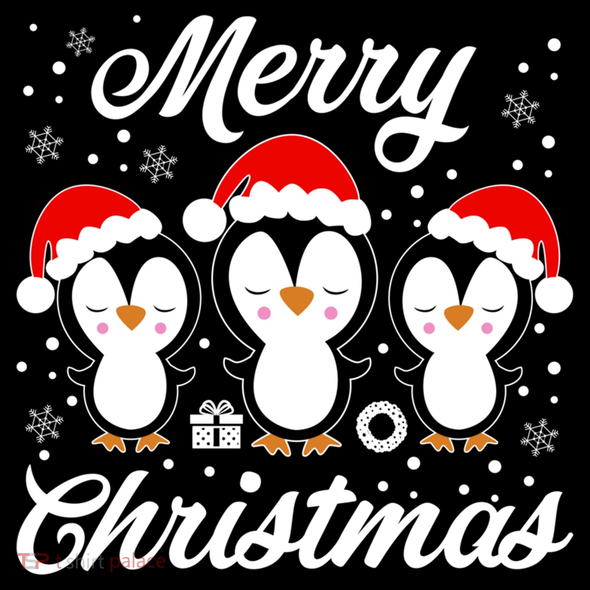 Merry Christmas Penguins Lover Winter Snowflake Xmas Cute Gift Women's Hoodie