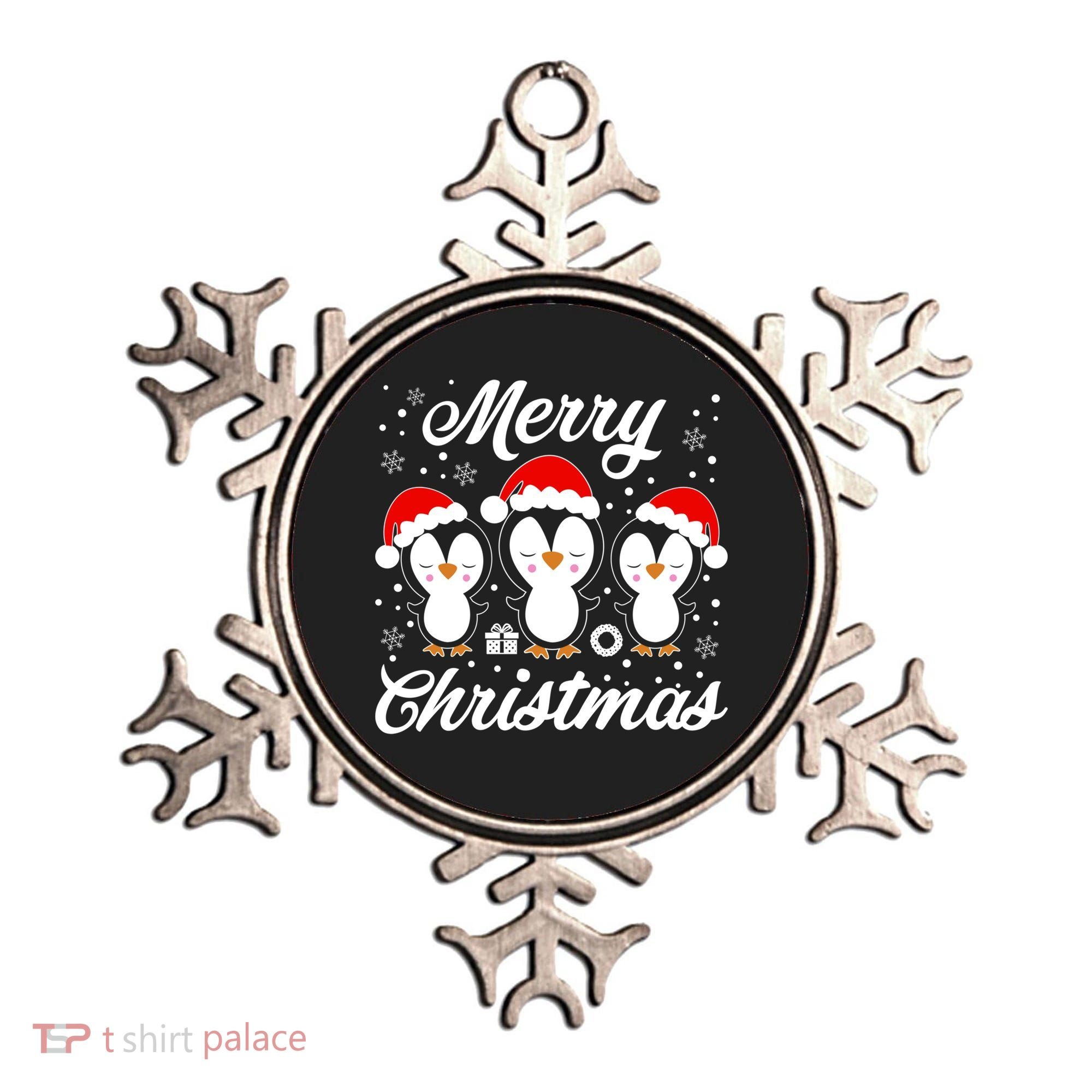 Merry Christmas Penguins Lover Winter Snowflake Xmas Cute Gift Ornament
