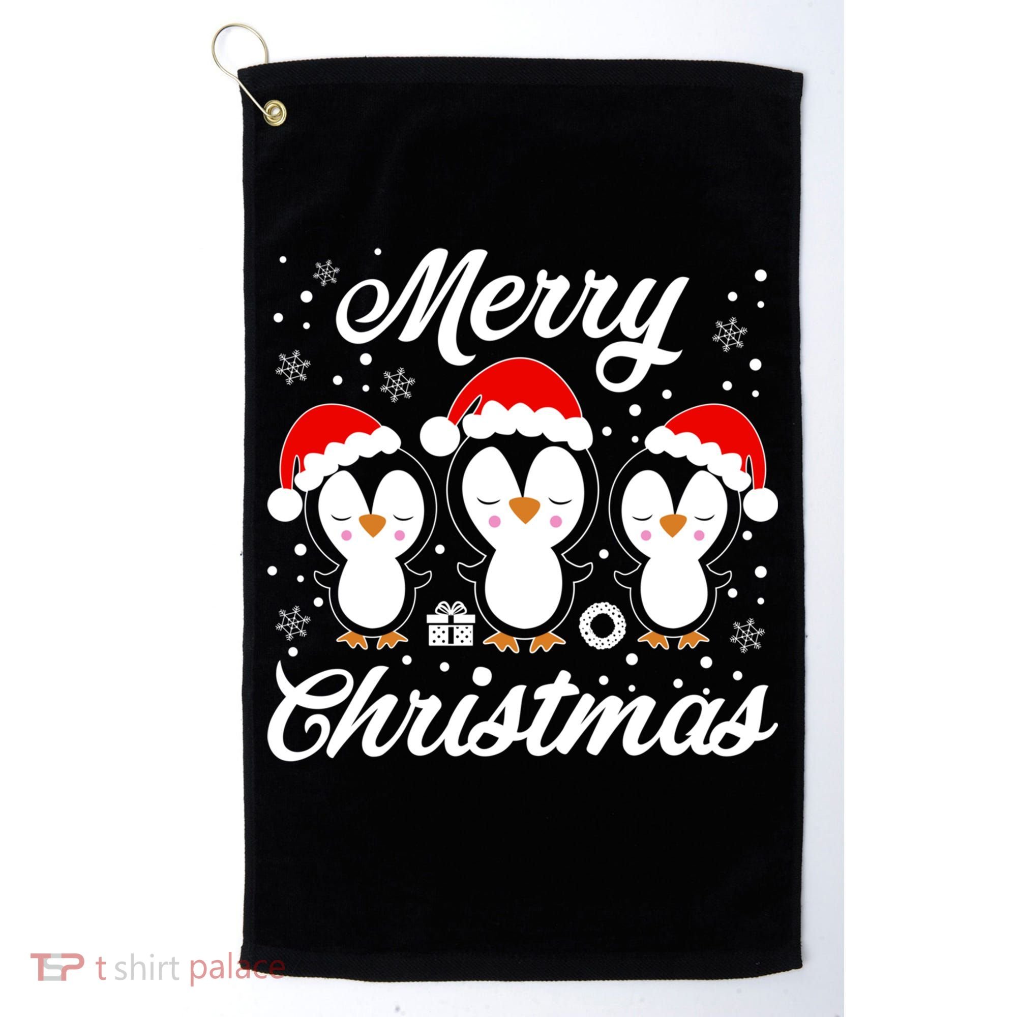 Merry Christmas Penguins Lover Winter Snowflake Xmas Cute Gift Golf Towel