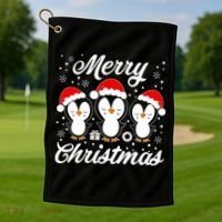 Merry Christmas Penguins Lover Winter Snowflake Xmas Cute Gift Golf Towel thumb 1