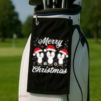 Merry Christmas Penguins Lover Winter Snowflake Xmas Cute Gift Golf Towel thumb 2