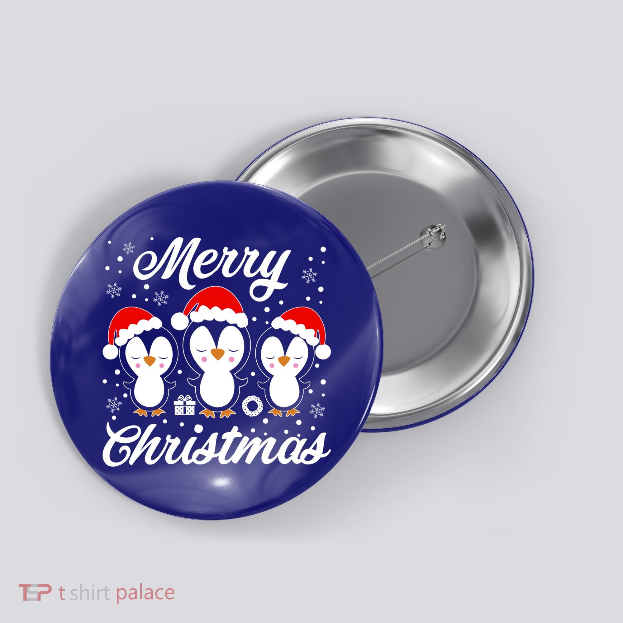 Merry Christmas Penguins Lover Winter Snowflake Xmas Cute Gift Button