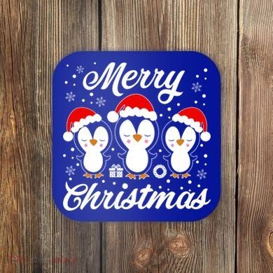 Merry Christmas Penguins Lover Winter Snowflake Xmas Cute Gift Coaster