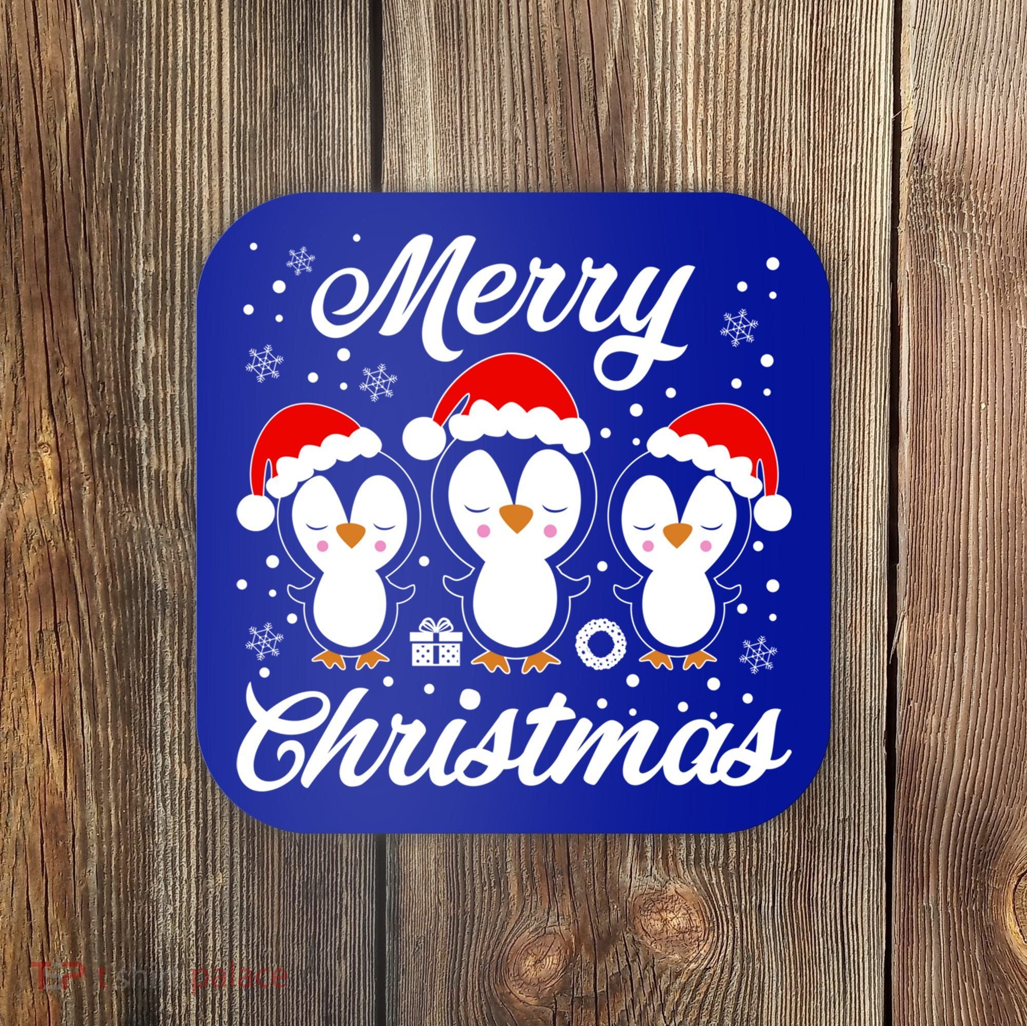 Merry Christmas Penguins Lover Winter Snowflake Xmas Cute Gift Coaster