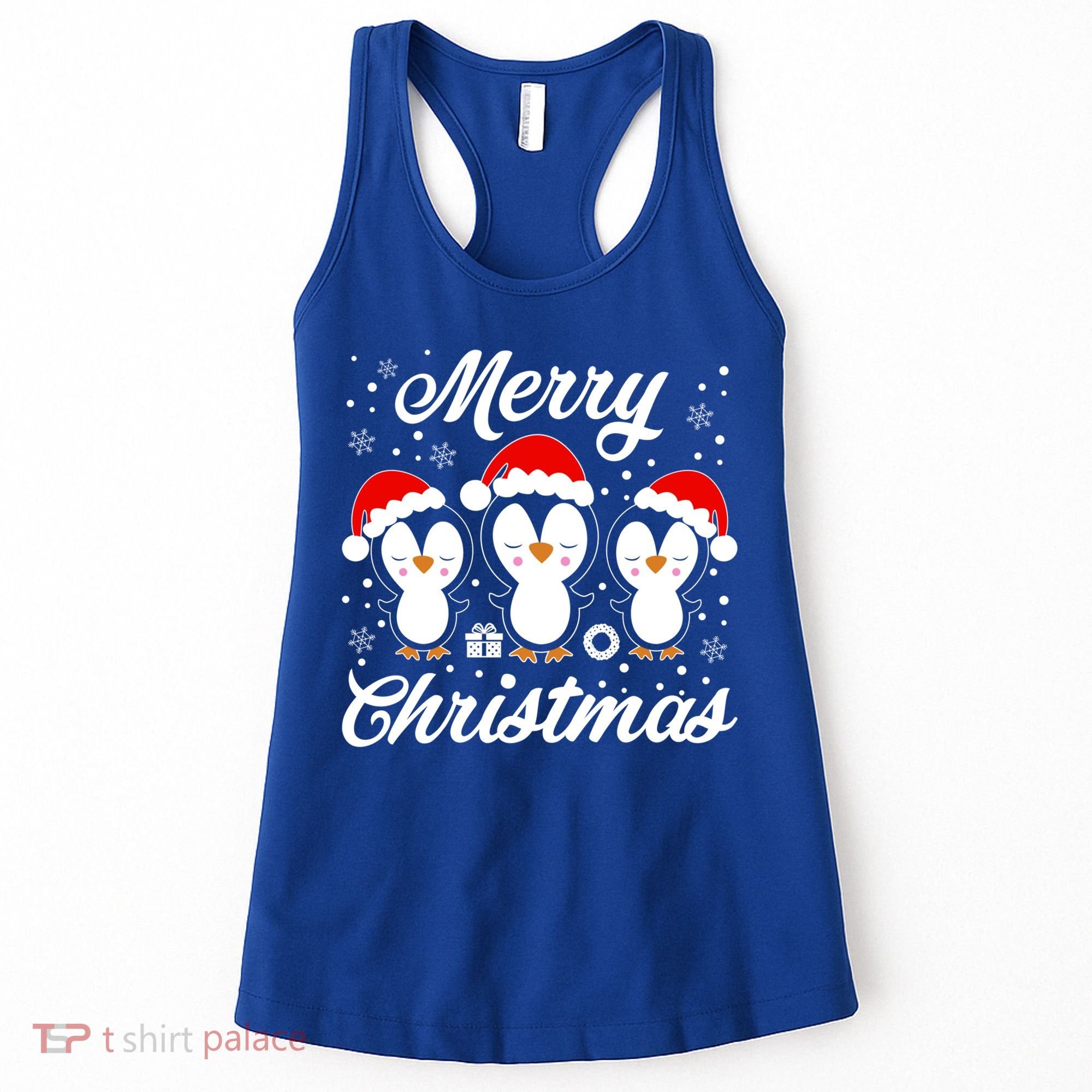 Merry Christmas Penguins Lover Winter Snowflake Xmas Cute Gift Women's Tank Top