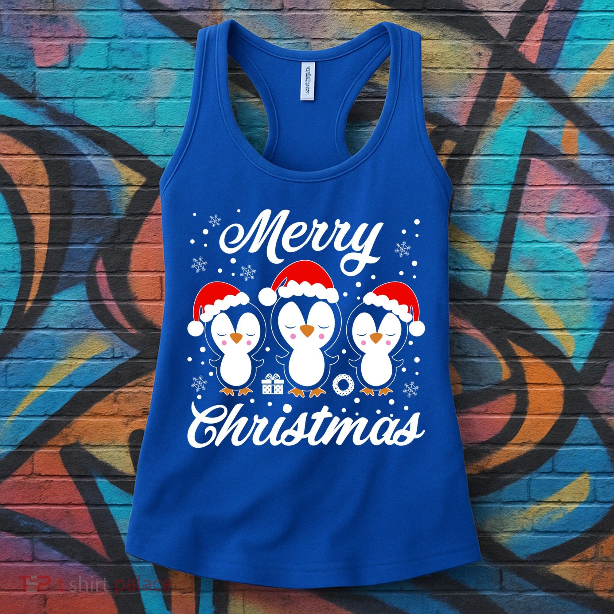 Merry Christmas Penguins Lover Winter Snowflake Xmas Cute Gift Women's Tank Top