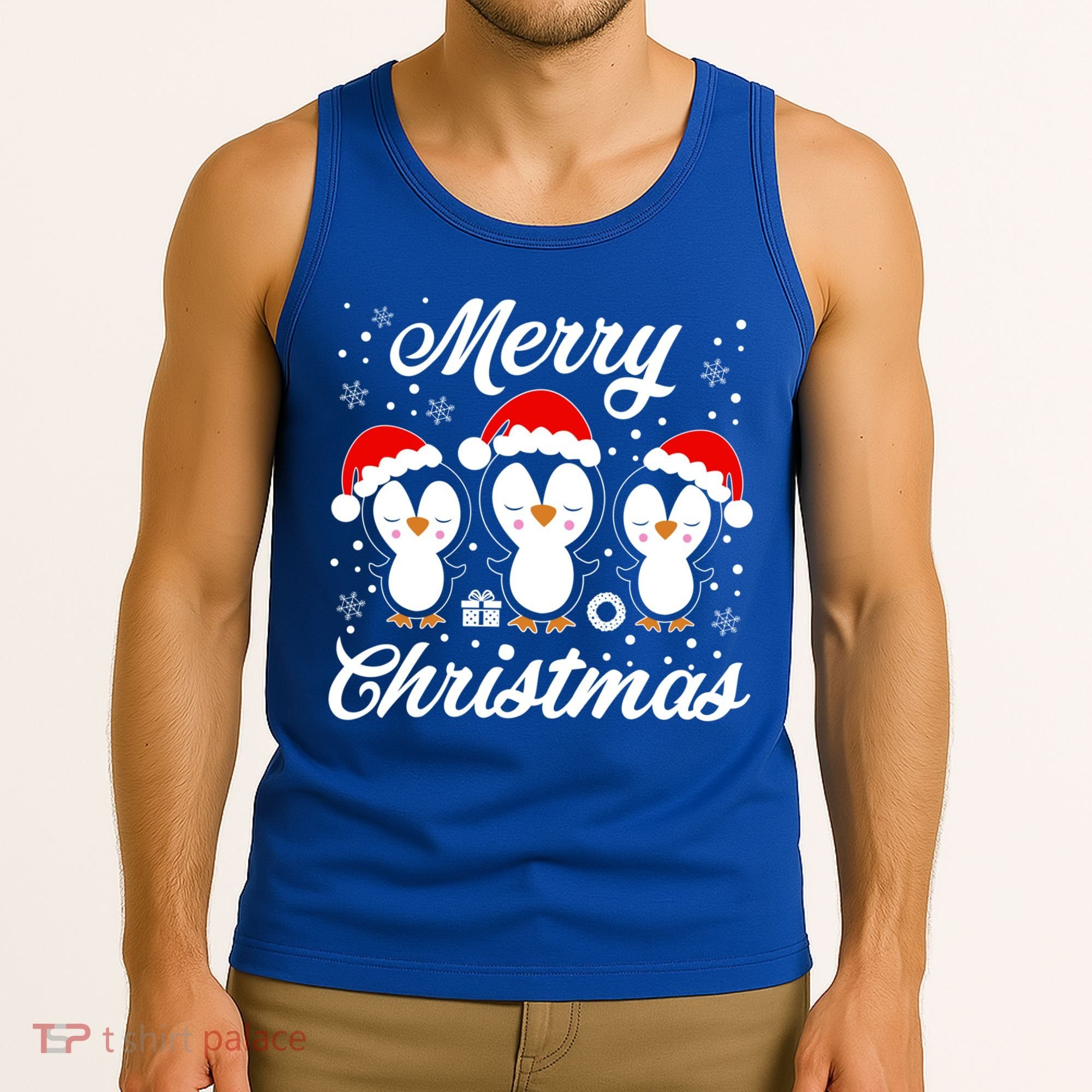 Merry Christmas Penguins Lover Winter Snowflake Xmas Cute Gift Tank Top