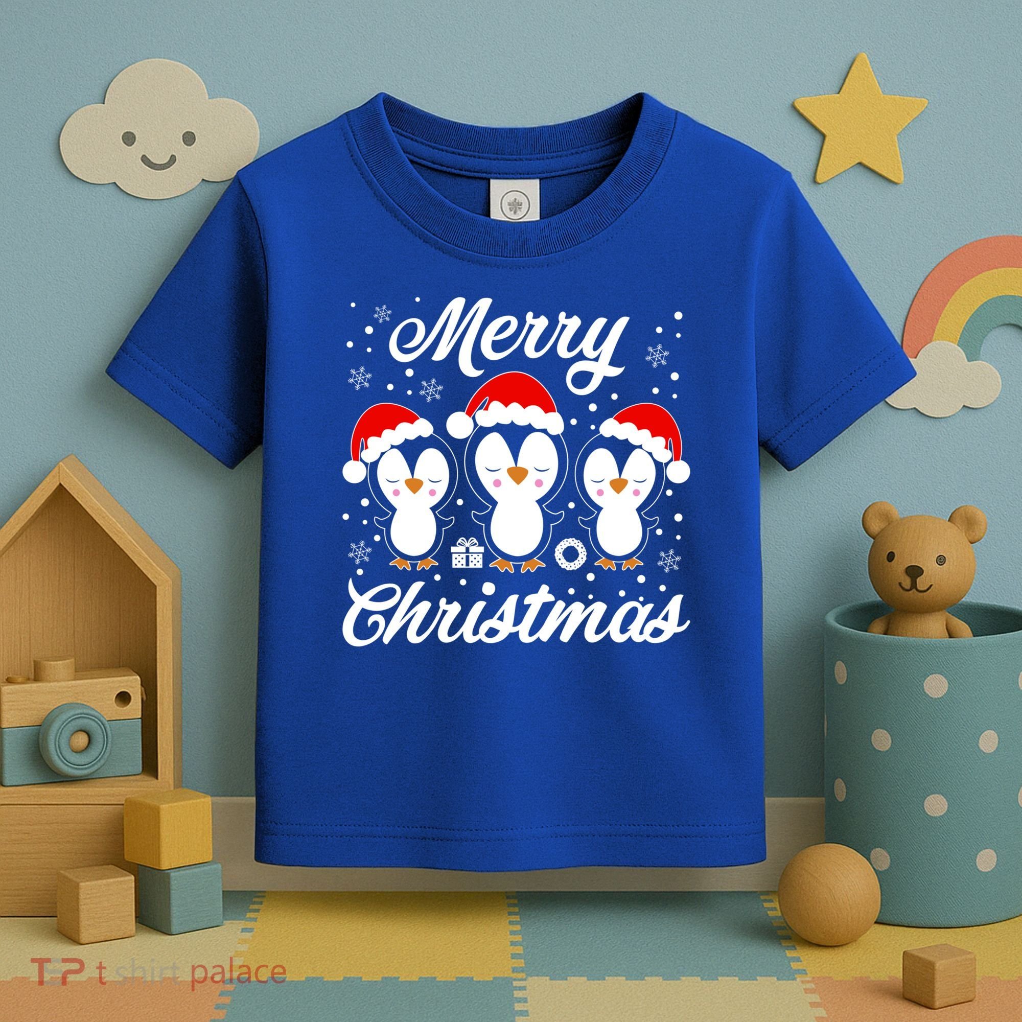 Merry Christmas Penguins Lover Winter Snowflake Xmas Cute Gift Toddler T-Shirt