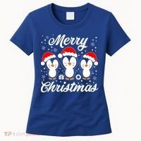 Merry Christmas Penguins Lover Winter Snowflake Xmas Cute Gift Women's T-Shirt thumb 0