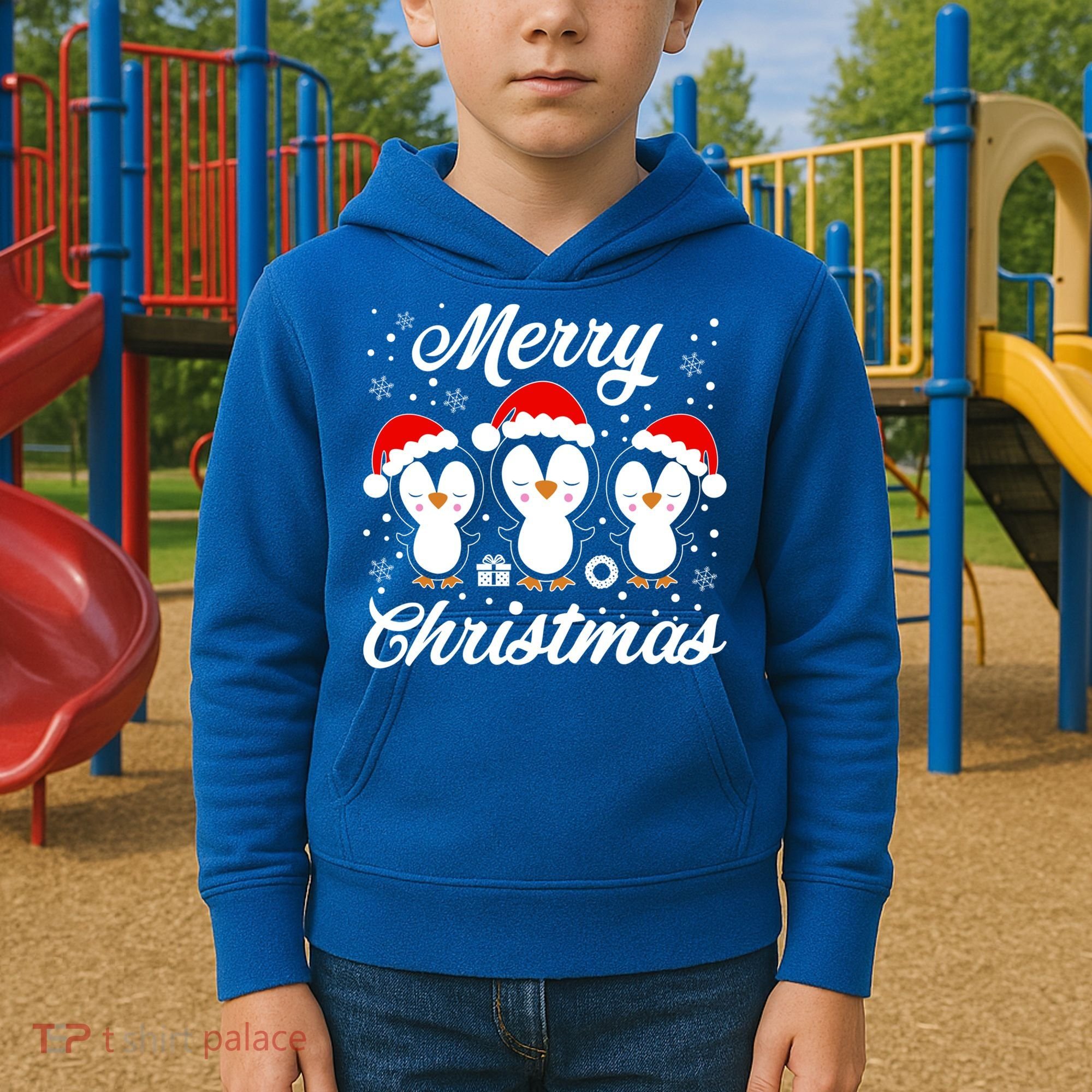 Merry Christmas Penguins Lover Winter Snowflake Xmas Cute Gift Kids Hoodie