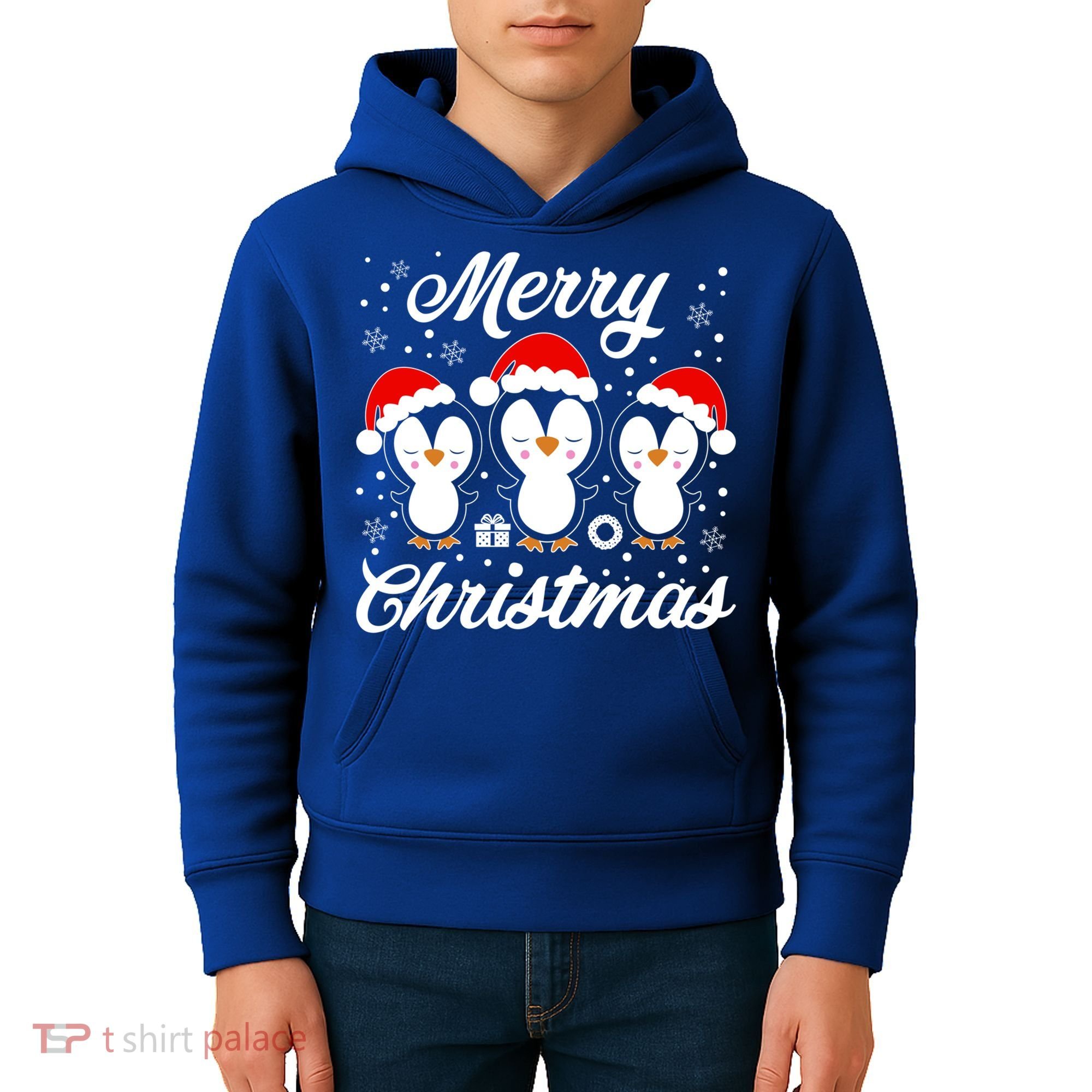Merry Christmas Penguins Lover Winter Snowflake Xmas Cute Gift Kids Hoodie