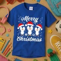 Merry Christmas Penguins Lover Winter Snowflake Xmas Cute Gift Kids T-Shirt thumb 3
