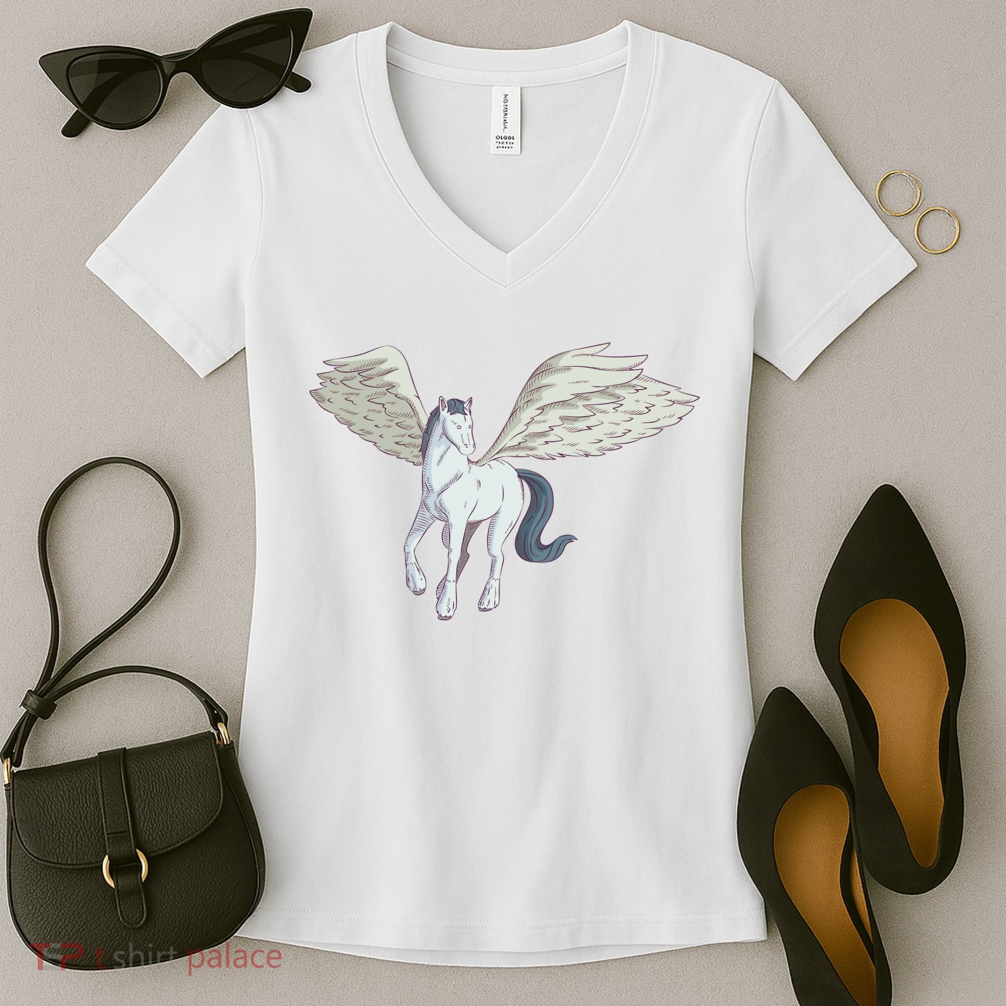 Mythical Creature Pegasus Women's V-Neck T-Shirt