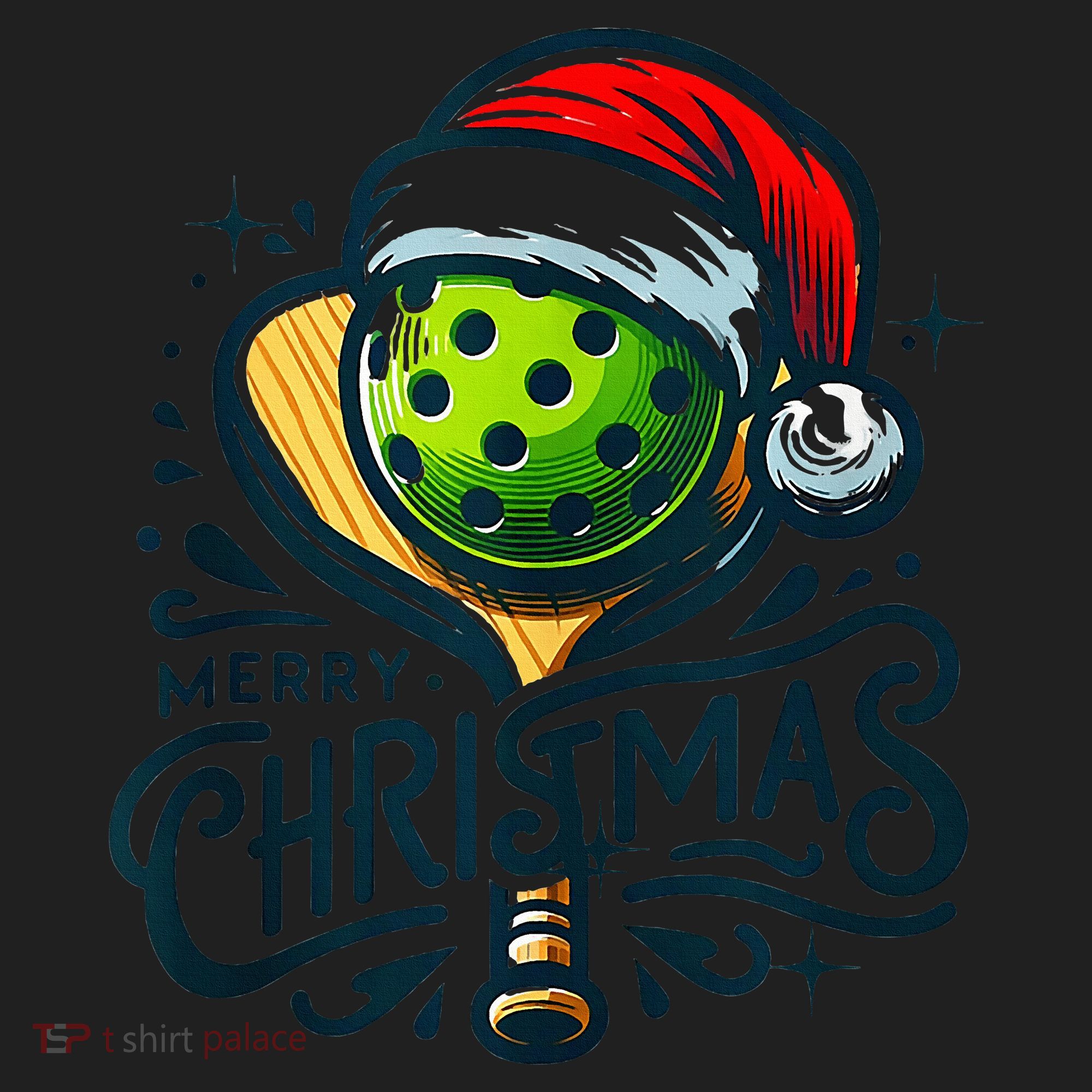 Merry Christmas Pickleball Pickle Ball and Paddle Santa Hat Women's Sweatshirt