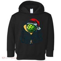 Merry Christmas Pickleball Pickle Ball and Paddle Santa Hat Toddler Hoodie thumb 0