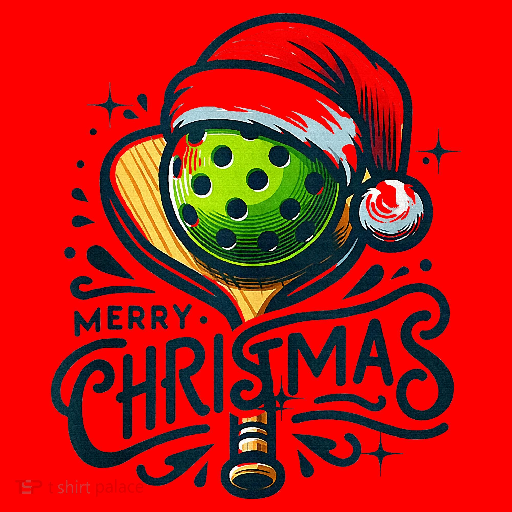 Merry Christmas Pickleball Pickle Ball and Paddle Santa Hat Santa Hat