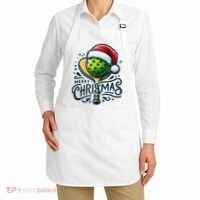 Merry Christmas Pickleball Pickle Ball and Paddle Santa Hat Apron thumb 2