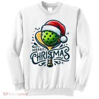 Merry Christmas Pickleball Pickle Ball and Paddle Santa Hat Sweatshirt thumb 0