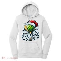 Merry Christmas Pickleball Pickle Ball and Paddle Santa Hat Women's Hoodie thumb 0