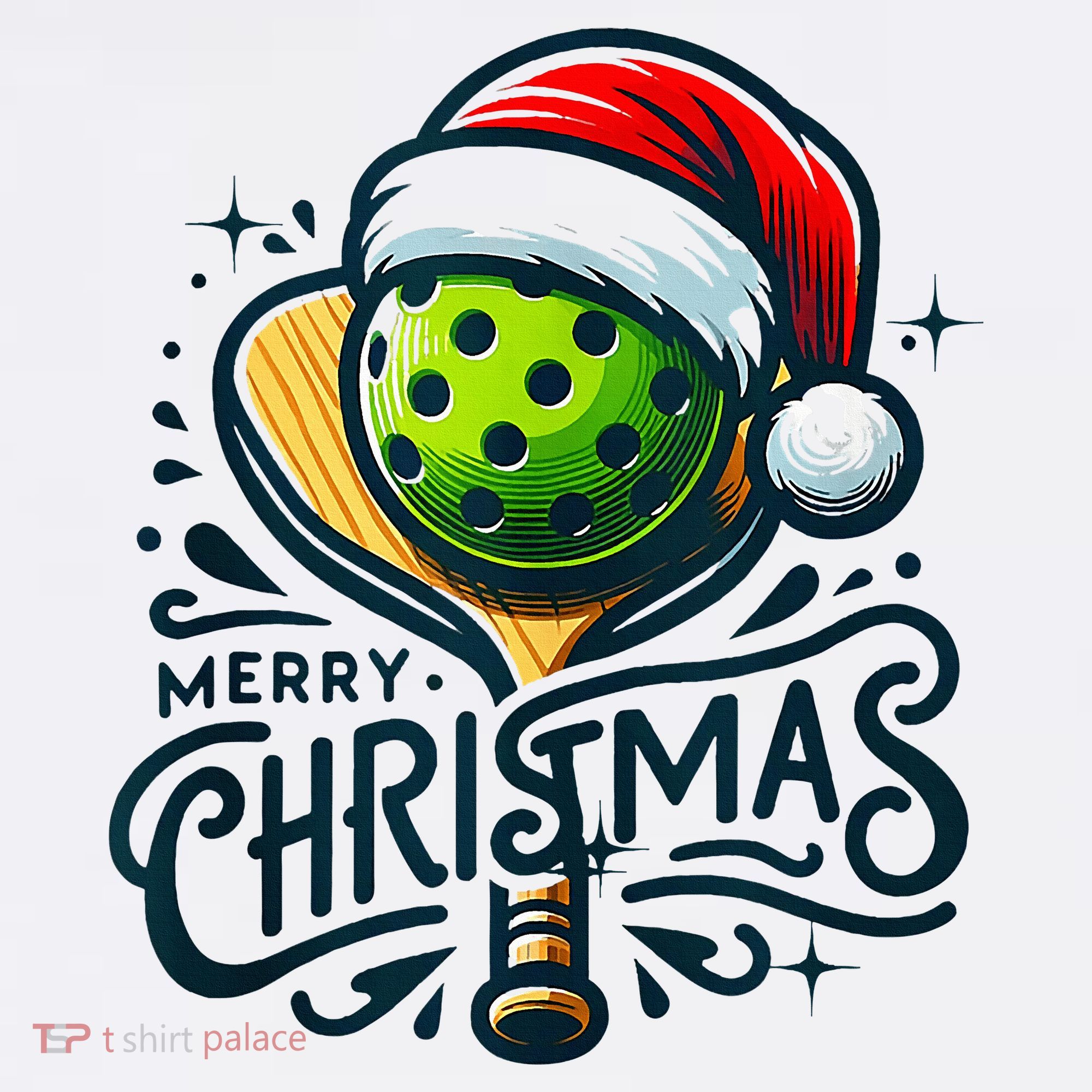 Merry Christmas Pickleball Pickle Ball and Paddle Santa Hat Women's Hoodie