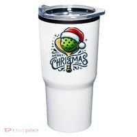 Merry Christmas Pickleball Pickle Ball and Paddle Santa Hat Tumbler thumb 0