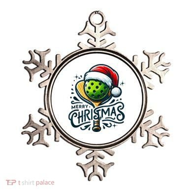 Merry Christmas Pickleball Pickle Ball and Paddle Santa Hat Ornament